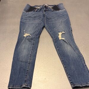 Stylish Blue Distressed Women maternity jeans. Size 2